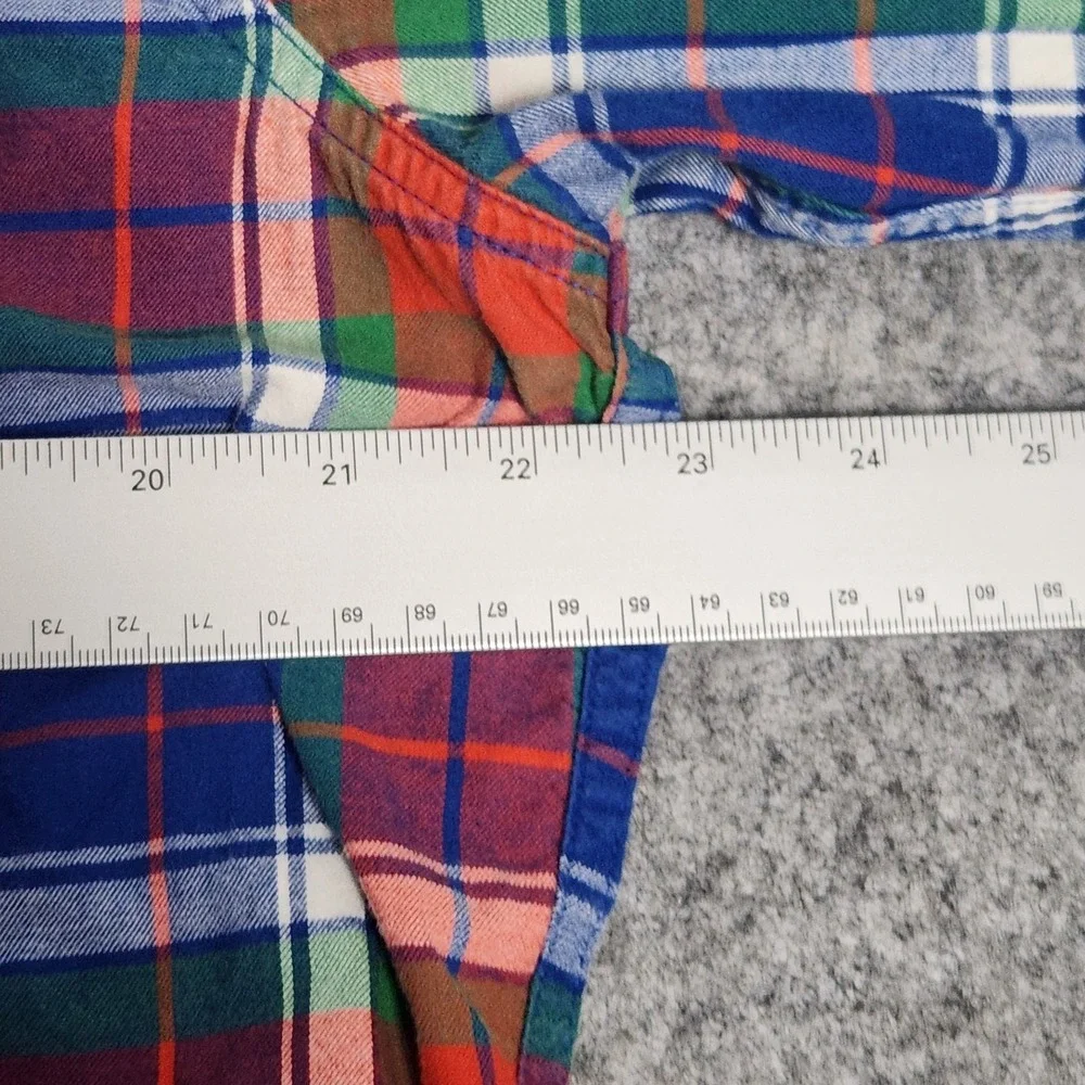 LL Bean Flannel Shirt Men L Multicolor Madras Plaid Long Sleeve Button Down‎